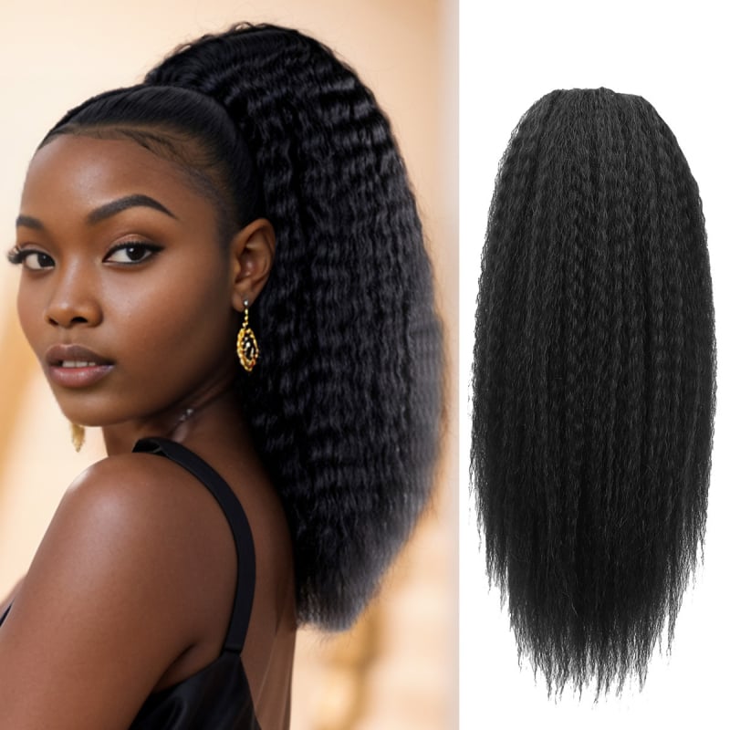 Ponytail s vrpcom, vlakna otporna na toplinu, kinky straight tekstura, pahuljast volumen, dlačice u snopovima