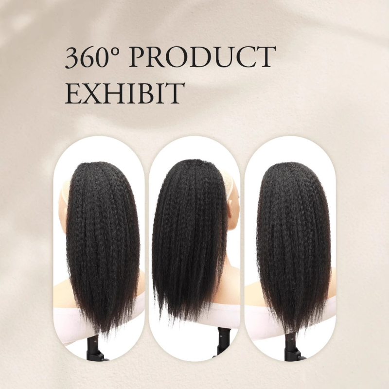 Ponytail s vrpcom, vlakna otporna na toplinu, kinky straight tekstura, pahuljast volumen, dlačice u snopovima