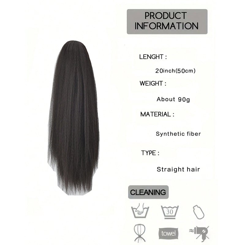 Ponytail s vrpcom, vlakna otporna na toplinu, kinky straight tekstura, pahuljast volumen, dlačice u snopovima