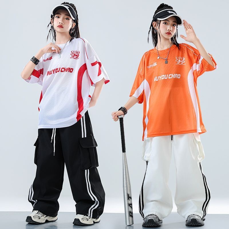 Dječji set za ulični hip-hop ples – unisex, ljeto 2025, brzo se suši materijal, acetatno vlakno, hip-hop stil