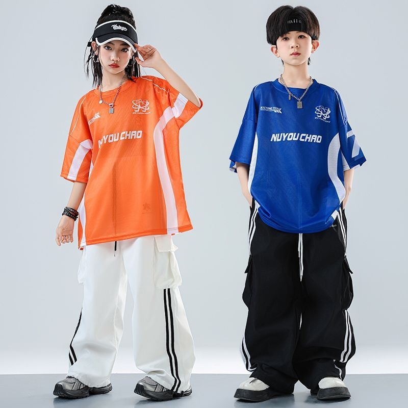 Dječji set za ulični hip-hop ples – unisex, ljeto 2025, brzo se suši materijal, acetatno vlakno, hip-hop stil
