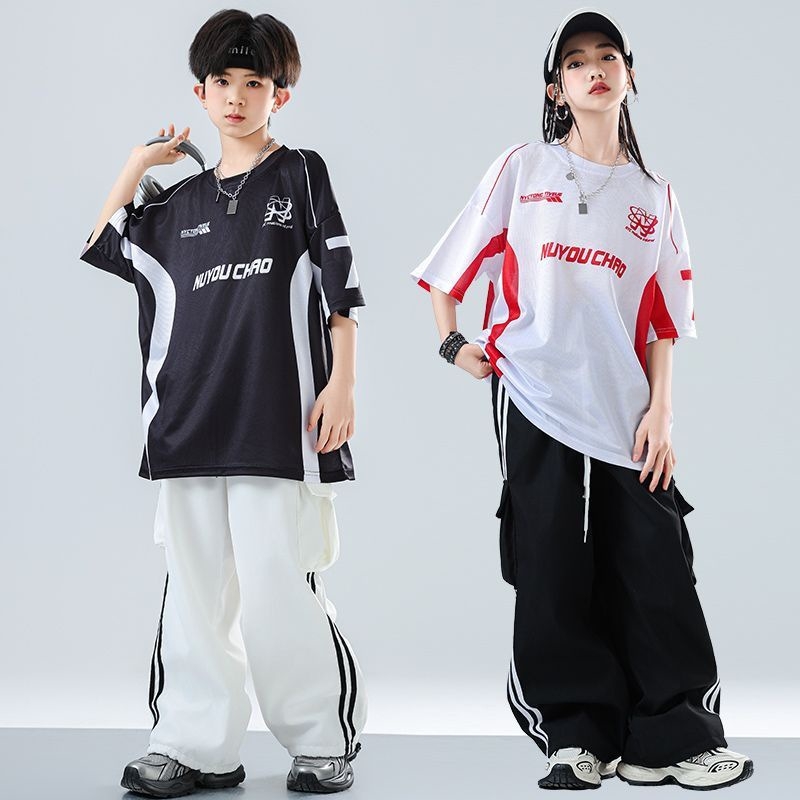 Dječji set za ulični hip-hop ples – unisex, ljeto 2025, brzo se suši materijal, acetatno vlakno, hip-hop stil