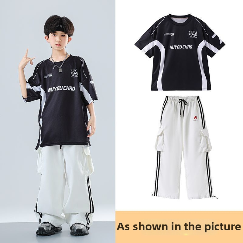 Dječji set za ulični hip-hop ples – unisex, ljeto 2025, brzo se suši materijal, acetatno vlakno, hip-hop stil