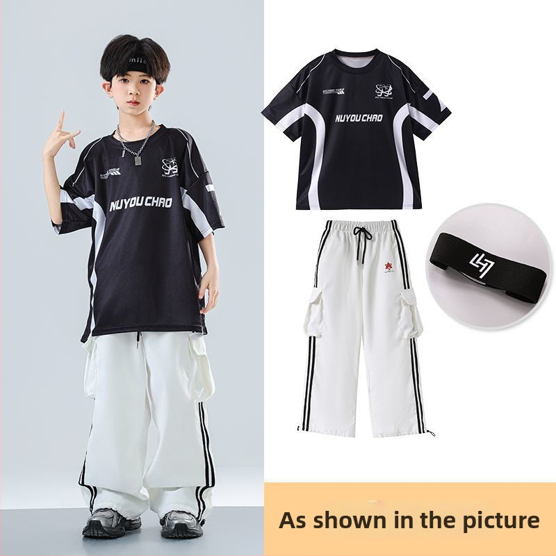 Dječji set za ulični hip-hop ples – unisex, ljeto 2025, brzo se suši materijal, acetatno vlakno, hip-hop stil