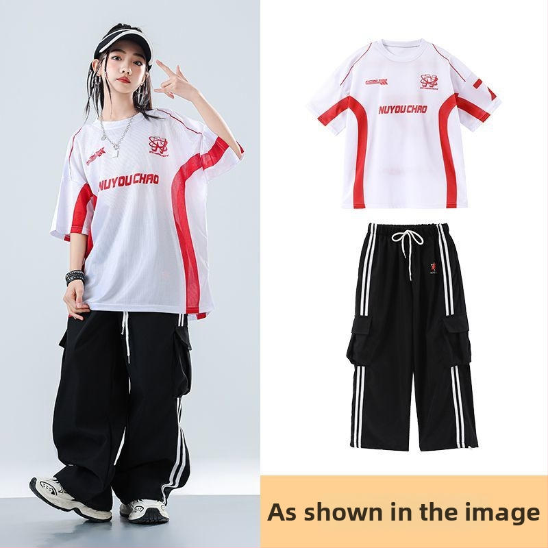 Dječji set za ulični hip-hop ples – unisex, ljeto 2025, brzo se suši materijal, acetatno vlakno, hip-hop stil