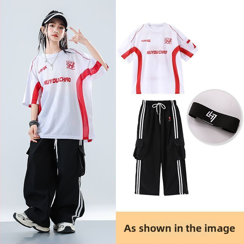 Dječji set za ulični hip-hop ples – unisex, ljeto 2025, brzo se suši materijal, acetatno vlakno, hip-hop stil