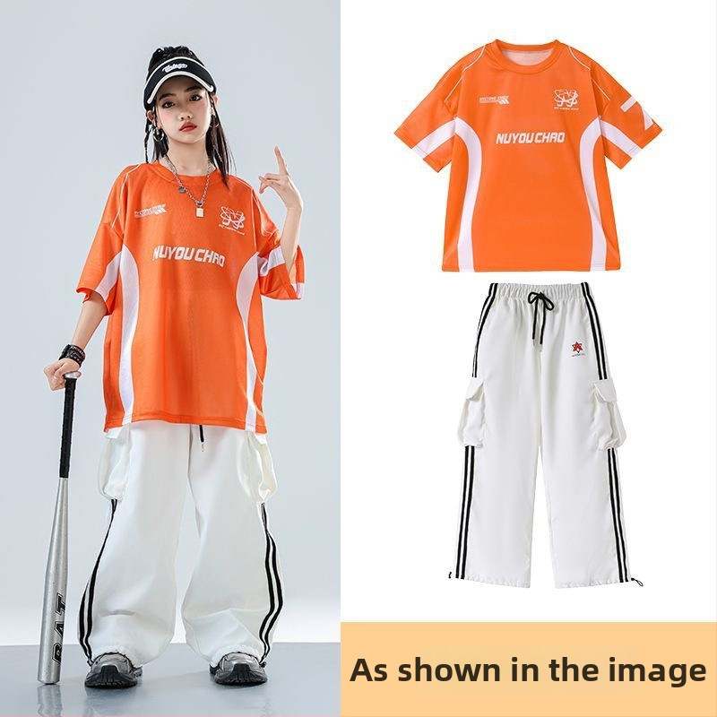 Dječji set za ulični hip-hop ples – unisex, ljeto 2025, brzo se suši materijal, acetatno vlakno, hip-hop stil