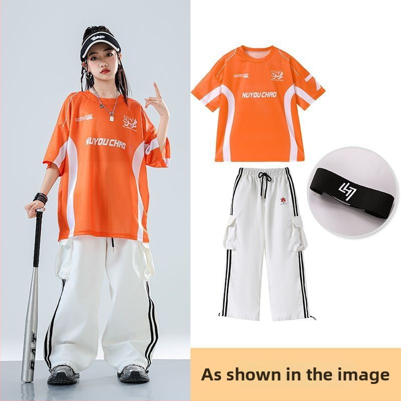 Dječji set za ulični hip-hop ples – unisex, ljeto 2025, brzo se suši materijal, acetatno vlakno, hip-hop stil