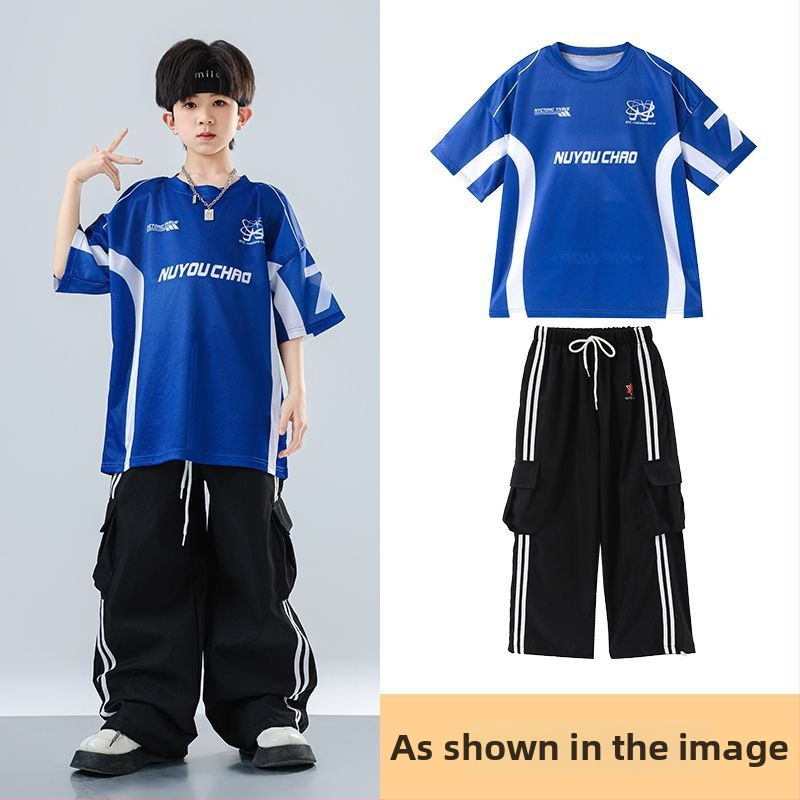 Dječji set za ulični hip-hop ples – unisex, ljeto 2025, brzo se suši materijal, acetatno vlakno, hip-hop stil