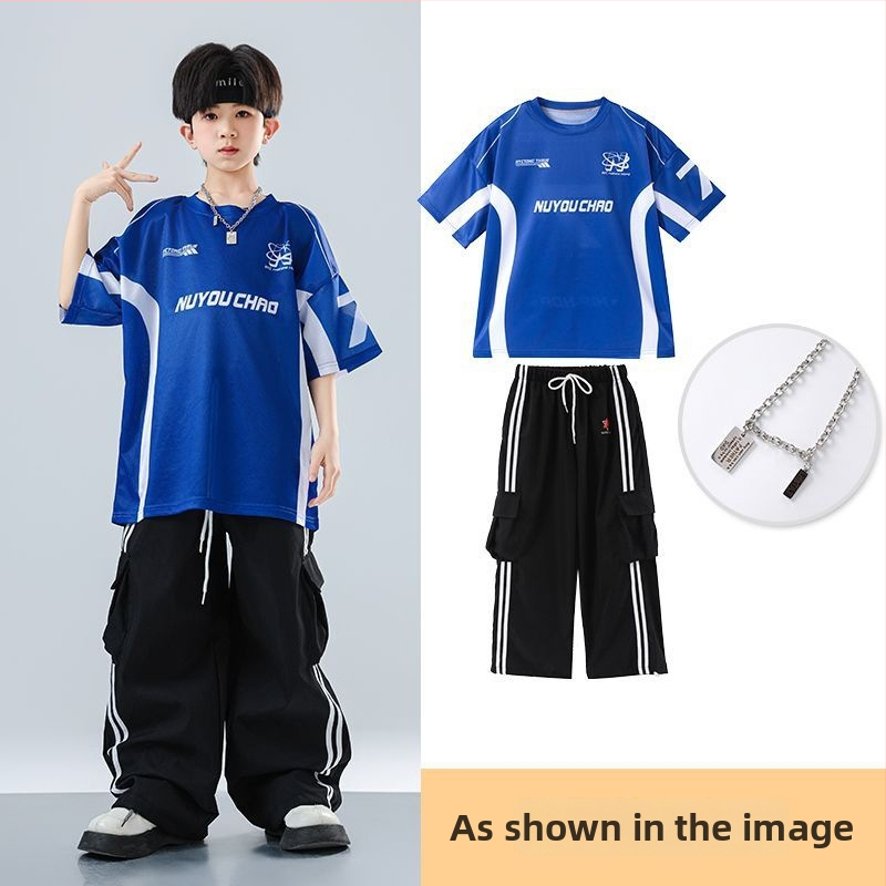 Dječji set za ulični hip-hop ples – unisex, ljeto 2025, brzo se suši materijal, acetatno vlakno, hip-hop stil