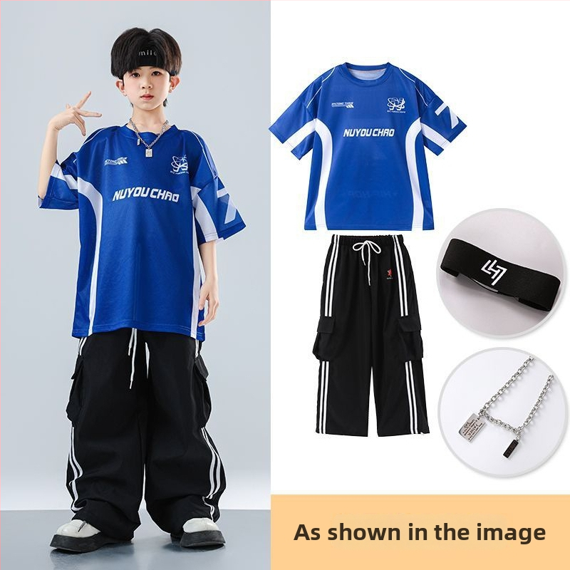 Dječji set za ulični hip-hop ples – unisex, ljeto 2025, brzo se suši materijal, acetatno vlakno, hip-hop stil