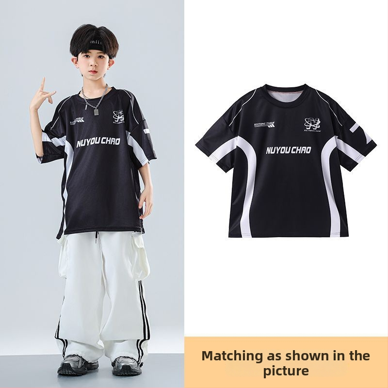 Dječji set za ulični hip-hop ples – unisex, ljeto 2025, brzo se suši materijal, acetatno vlakno, hip-hop stil