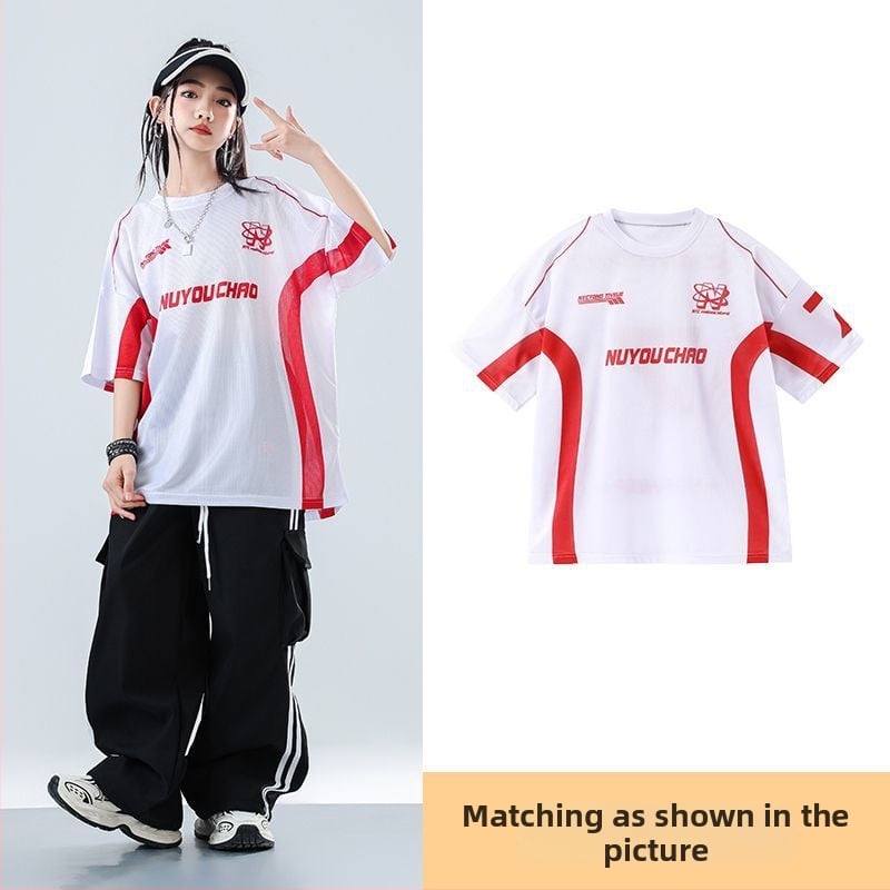 Dječji set za ulični hip-hop ples – unisex, ljeto 2025, brzo se suši materijal, acetatno vlakno, hip-hop stil