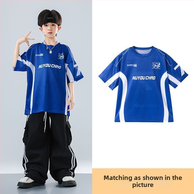 Dječji set za ulični hip-hop ples – unisex, ljeto 2025, brzo se suši materijal, acetatno vlakno, hip-hop stil