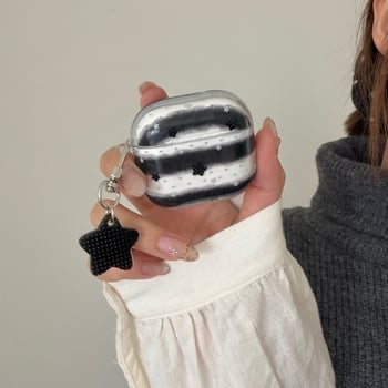 AirPods Pro 2 tok, csillag- és csíkos dizájn, domborított kivitel, PC anyag, puha tok