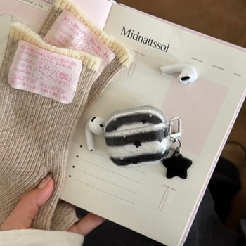 AirPods Pro 2 tok, csillag- és csíkos dizájn, domborított kivitel, PC anyag, puha tok