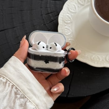 AirPods Pro 2 tok, csillag- és csíkos dizájn, domborított kivitel, PC anyag, puha tok