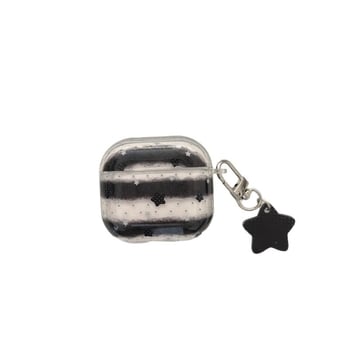 AirPods Pro 2 tok, csillag- és csíkos dizájn, domborított kivitel, PC anyag, puha tok