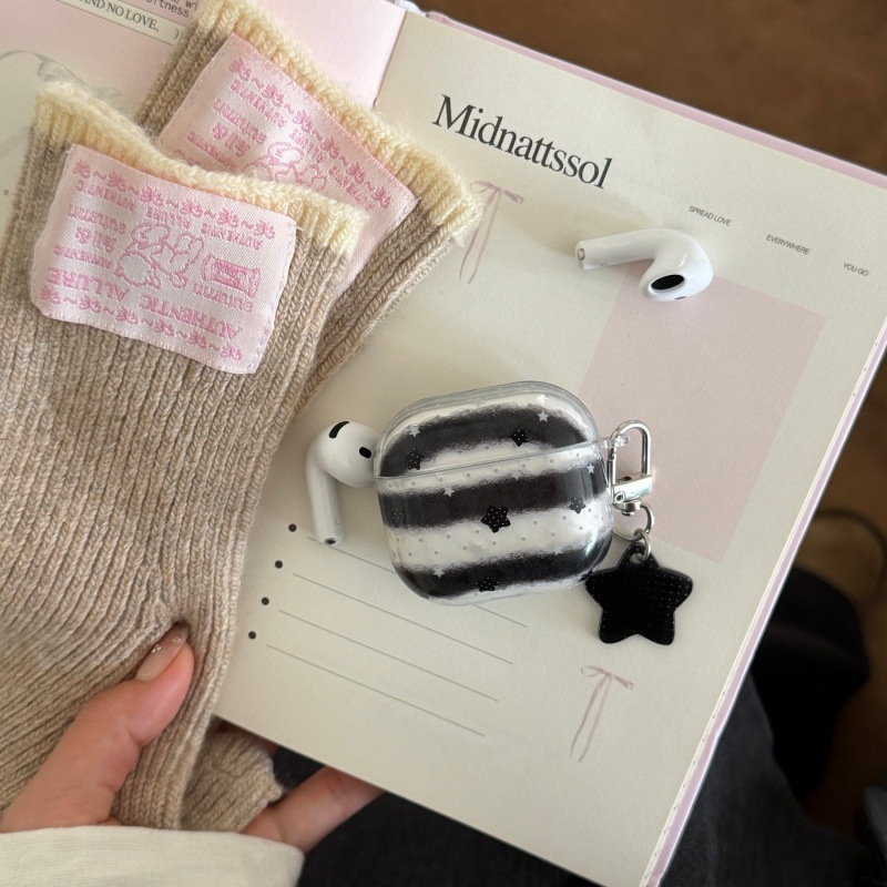 AirPods Pro 2 tok, csillag- és csíkos dizájn, domborított kivitel, PC anyag, puha tok