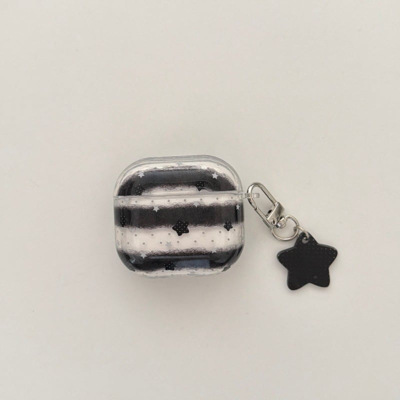 AirPods Pro 2 tok, csillag- és csíkos dizájn, domborított kivitel, PC anyag, puha tok