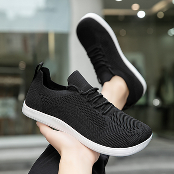 Férfi légáteresztő hálós felsőrészű munkavédelmi cipő, könnyű kültéri sportcipő, kerek orr, alacsony szár, gumitalp