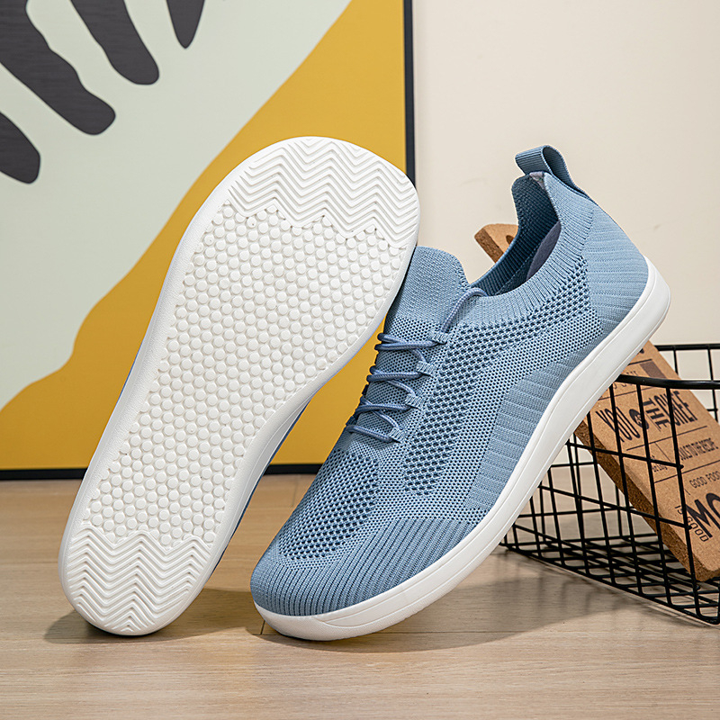 Férfi légáteresztő hálós felsőrészű munkavédelmi cipő, könnyű kültéri sportcipő, kerek orr, alacsony szár, gumitalp