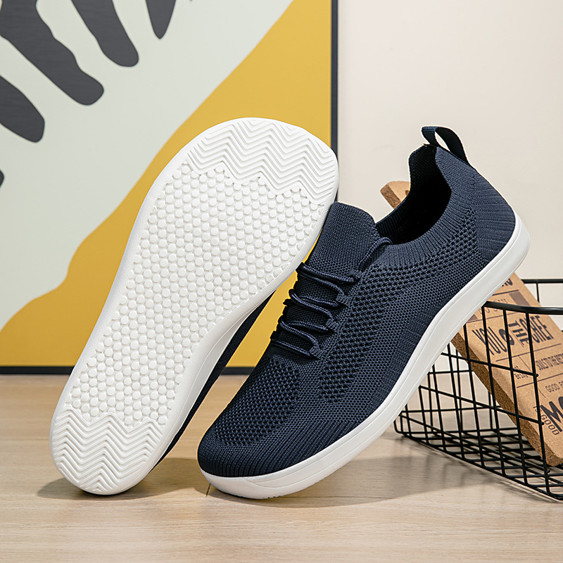 Férfi légáteresztő hálós felsőrészű munkavédelmi cipő, könnyű kültéri sportcipő, kerek orr, alacsony szár, gumitalp