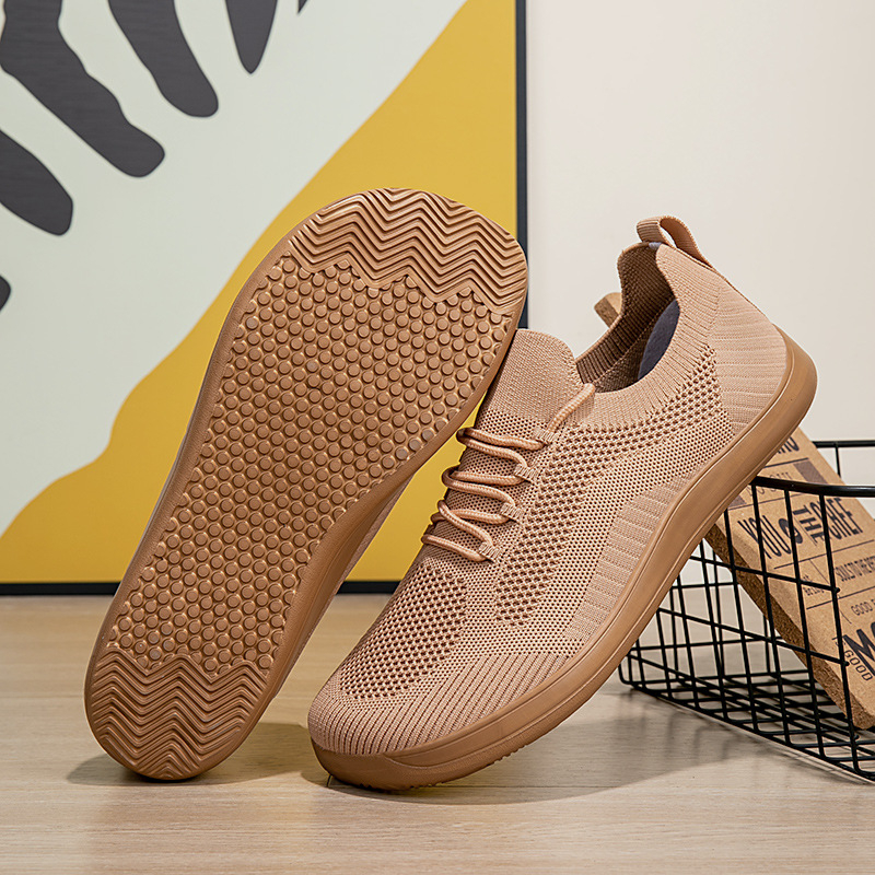 Férfi légáteresztő hálós felsőrészű munkavédelmi cipő, könnyű kültéri sportcipő, kerek orr, alacsony szár, gumitalp