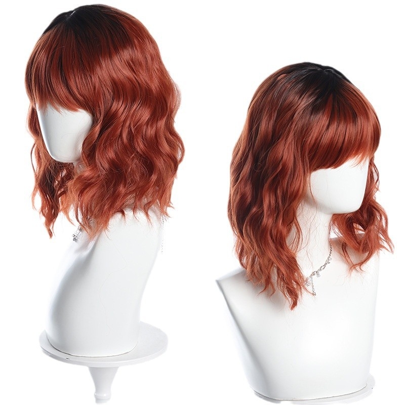 Göndör paróka egyenes frufni, természetes stílus, magas hőmérsékletű szál, DM28 modell, mechanikus feldolgozás