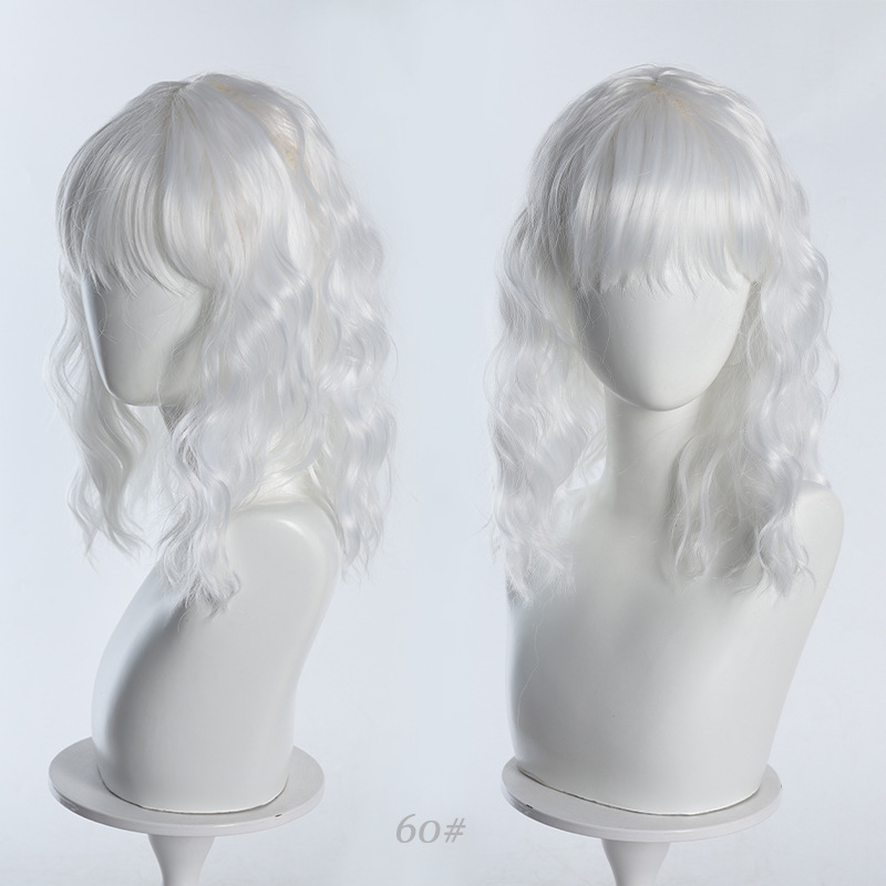 Göndör paróka egyenes frufni, természetes stílus, magas hőmérsékletű szál, DM28 modell, mechanikus feldolgozás