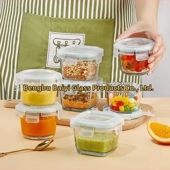 Μονωμένο κουτί φαγητού από πυρίμαχο γυαλί μποροσίλι – Ασφαλές για φούρνο μικροκυμάτων, Χωρητικότητα 301–500 ml, Καρτούν σχέδιο, Μονοστρωματικό