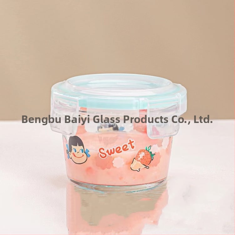 Μονωμένο κουτί φαγητού από πυρίμαχο γυαλί μποροσίλι – Ασφαλές για φούρνο μικροκυμάτων, Χωρητικότητα 301–500 ml, Καρτούν σχέδιο, Μονοστρωματικό