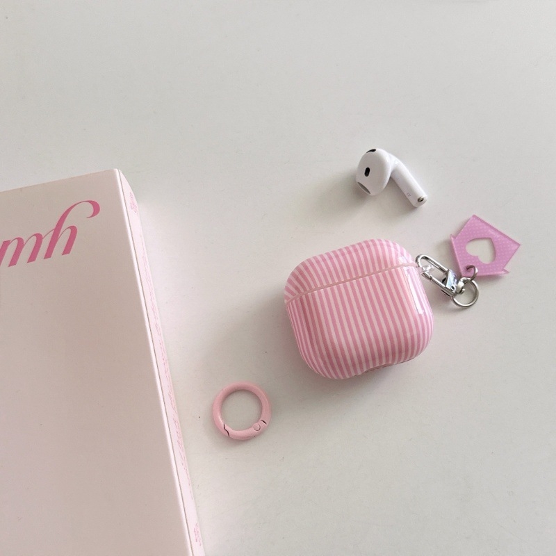 Roza zaštitna futrola za AirPods Pro 3 s prugama u Insta stilu, kompatibilna s AirPods Pro (1. i 2. generacija)