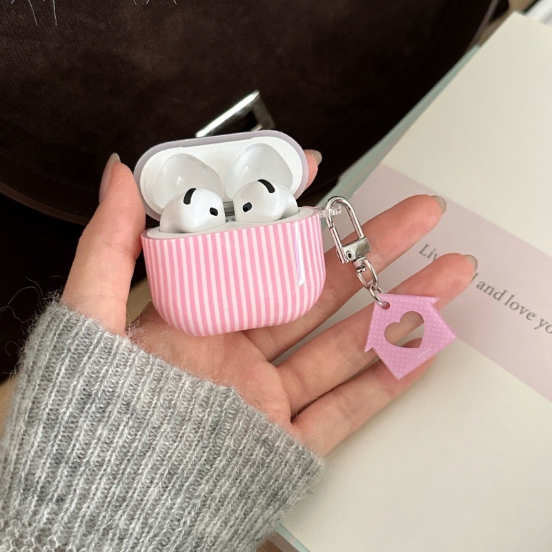 Roza zaštitna futrola za AirPods Pro 3 s prugama u Insta stilu, kompatibilna s AirPods Pro (1. i 2. generacija)