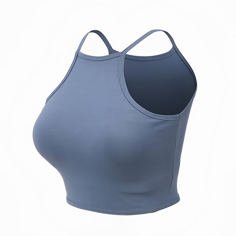 Ženski bezrukavni sportski top s jastučićem za prsa, 75% najlón / 25% spandex; Jastučić za prsa uključen; Uklanja vlagu; Brzo suši; Prozračan