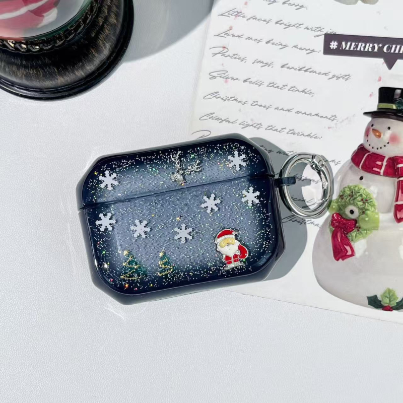 AirPods Pro 3 tok – hópehely karácsonyfa dizájn, TPU, permetezéses felület, univerzális Apple-kompatibilitás