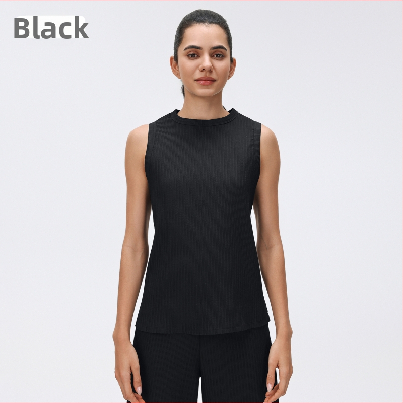 Női ujjatlan sportmellény jóga felső, laza szabású, csípőhosszú, légáteresztő anyag, 97% nylon + 3% spandex