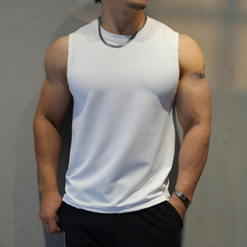 Ανδρικό αμάνικο αθλητικό γιλέκο, ελεύθερη γραμμή, φαρδιά ώμων, ύφασμα Lycra/Nylon που στεγνώνει γρήγορα, κατάλληλο για τρέξιμο και προπόνηση