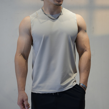 Ανδρικό αμάνικο αθλητικό γιλέκο, ελεύθερη γραμμή, φαρδιά ώμων, ύφασμα Lycra/Nylon που στεγνώνει γρήγορα, κατάλληλο για τρέξιμο και προπόνηση