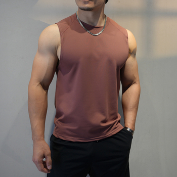 Ανδρικό αμάνικο αθλητικό γιλέκο, ελεύθερη γραμμή, φαρδιά ώμων, ύφασμα Lycra/Nylon που στεγνώνει γρήγορα, κατάλληλο για τρέξιμο και προπόνηση