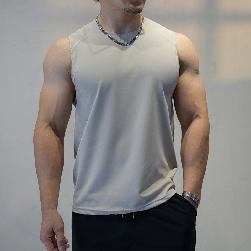 Ανδρικό αμάνικο αθλητικό γιλέκο, ελεύθερη γραμμή, φαρδιά ώμων, ύφασμα Lycra/Nylon που στεγνώνει γρήγορα, κατάλληλο για τρέξιμο και προπόνηση