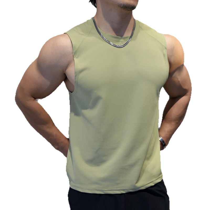 Ανδρικό αμάνικο αθλητικό γιλέκο, ελεύθερη γραμμή, φαρδιά ώμων, ύφασμα Lycra/Nylon που στεγνώνει γρήγορα, κατάλληλο για τρέξιμο και προπόνηση