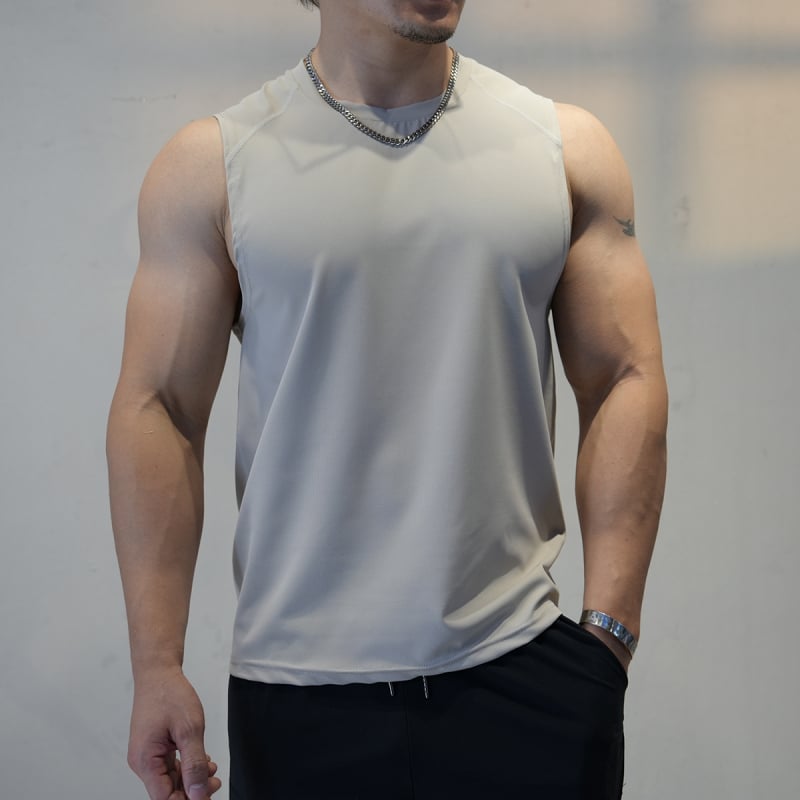 Ανδρικό αμάνικο αθλητικό γιλέκο, ελεύθερη γραμμή, φαρδιά ώμων, ύφασμα Lycra/Nylon που στεγνώνει γρήγορα, κατάλληλο για τρέξιμο και προπόνηση