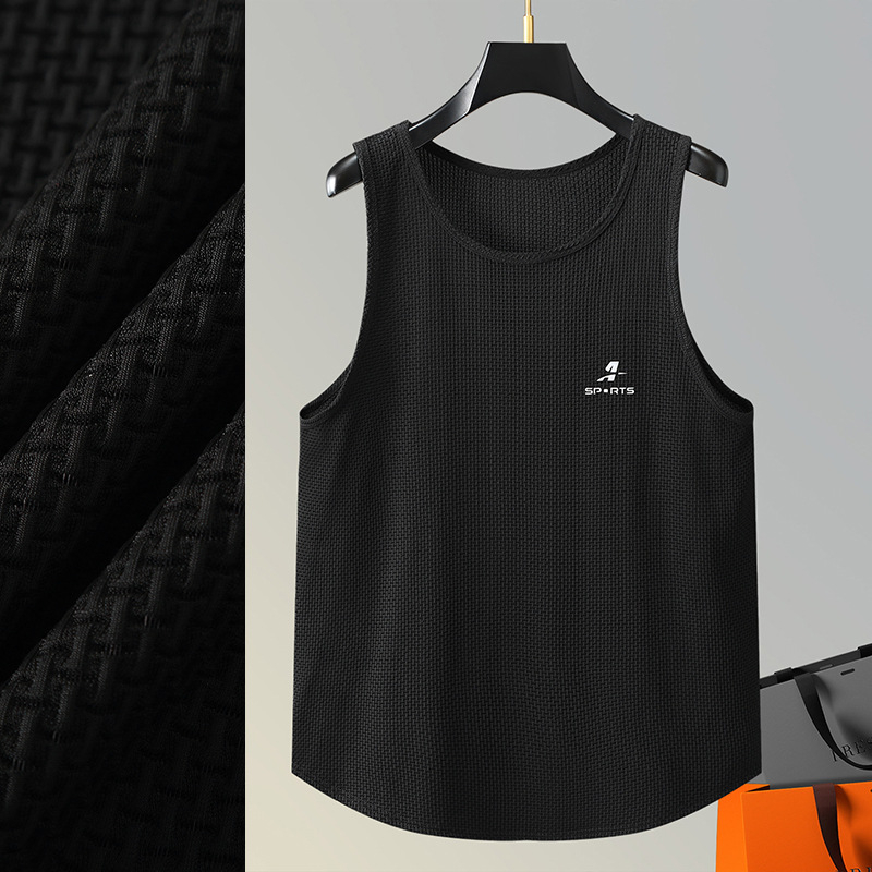 Muški bezrukavni T-shirts, ležeran kroj, 100% poliester, bez uzorka, ljeto 2024