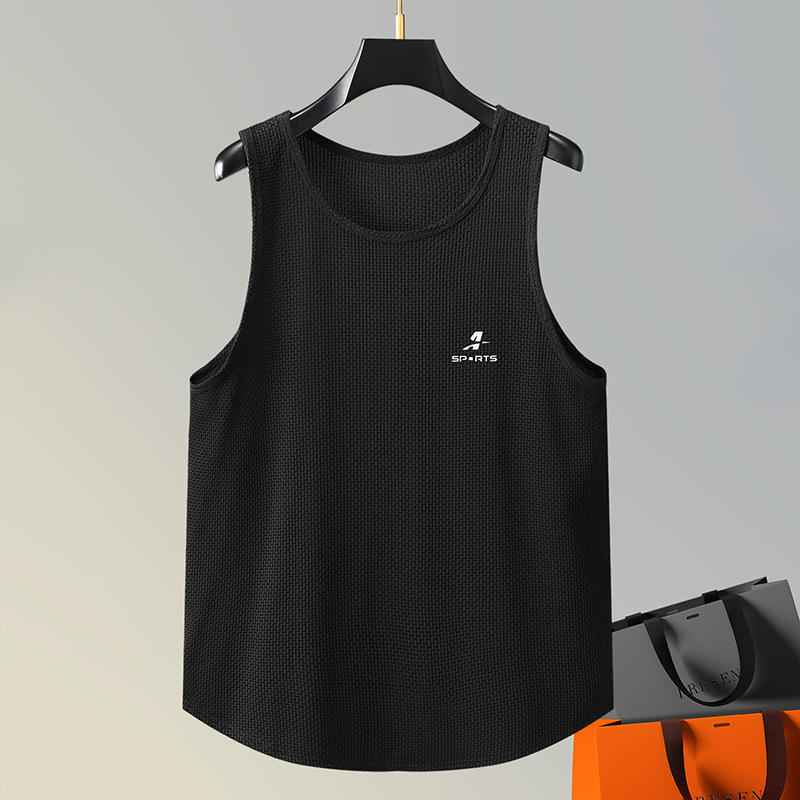 Muški bezrukavni T-shirts, ležeran kroj, 100% poliester, bez uzorka, ljeto 2024