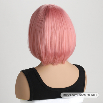 Női rövid bob paróka frufruval, hőálló szintetikus rostból, KW–020 modell, nem festhető