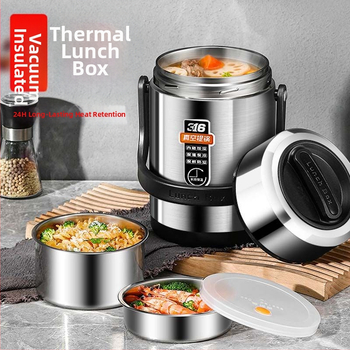 Δοχείο γευμάτων από ανοξείδωτου χάλυβα 304, κυλινδρικό, συμβατό με μικροκύματα, μονής στρώσης