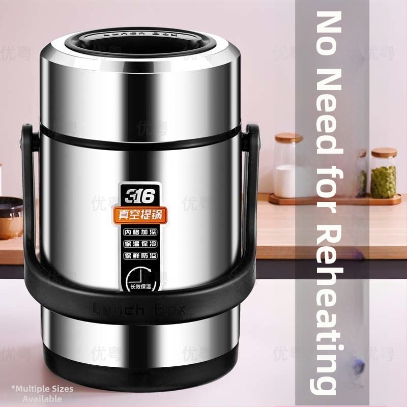 Δοχείο γευμάτων από ανοξείδωτου χάλυβα 304, κυλινδρικό, συμβατό με μικροκύματα, μονής στρώσης