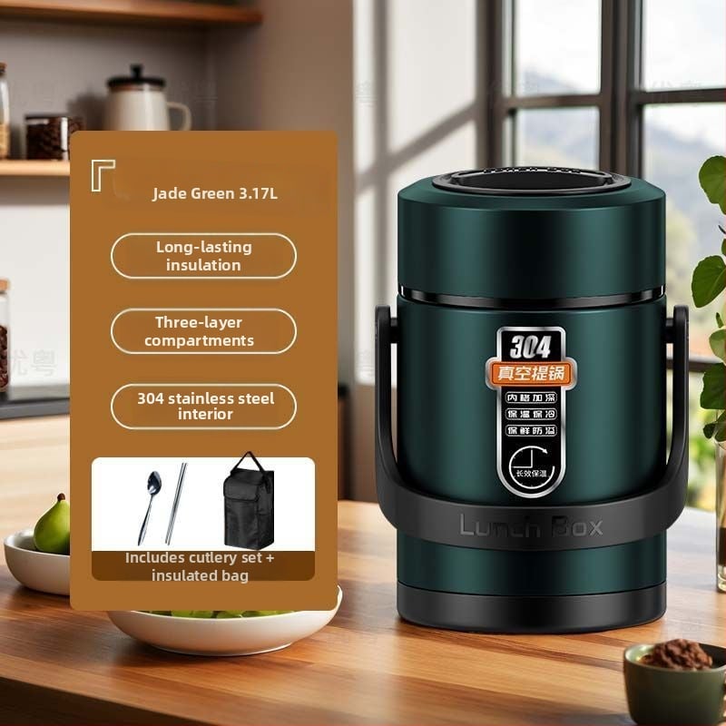 Δοχείο γευμάτων από ανοξείδωτου χάλυβα 304, κυλινδρικό, συμβατό με μικροκύματα, μονής στρώσης