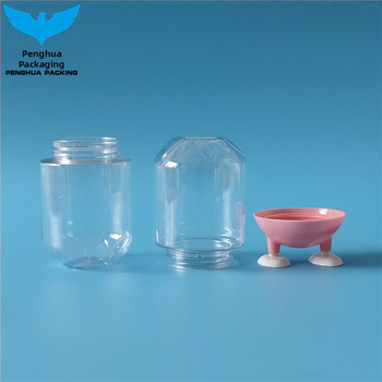 Бутилка с форма на малки крачета, прозрачен PET, персонализирана обработка, печатано лого, капак с малки крачета